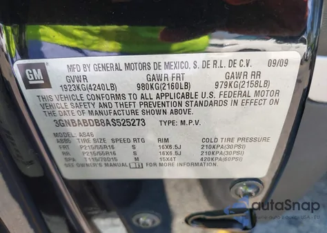 2010 Chevrolet Hhr Lt z USA, uszkodzony, nr VIN 3GNBABDB8AS525273